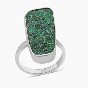 Green Uvarovite Silver Rings