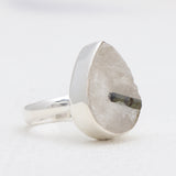 Green Tourmalinated Quartz Silver Rings