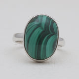 925 Sterling Silver Green Malachite Rings