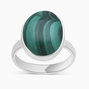 925 Sterling Silver Green Malachite Rings