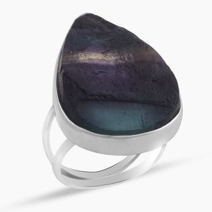 Natural Fluorite Silver Rings