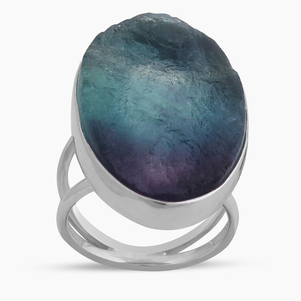 Natural Fluorite Silver Rings