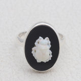 Natural Carving Silver Ring