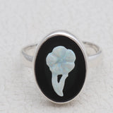 Natural Carving Silver Ring