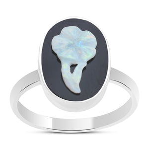 Natural Carving Silver Ring