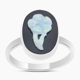 Natural Carving Silver Ring