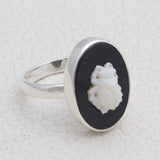 Natural Carving Silver Ring