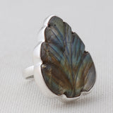 Carving Labradorite Silver Ring