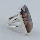 Turkish Stick Agate Sterling Silver Dual Band Ring