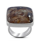 Turkish Stick Agate Sterling Silver Dual Band Ring