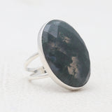 Moss Agate Silver Rings
