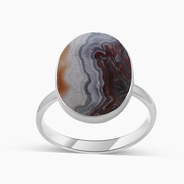 925 Sterling Silver Crazy Lace Agate Rings