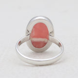Oval Shaped Rhodochrosite Silver Rings