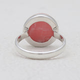 Round Shaped Rhodochrosite Silver Rings