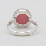 Round Shaped Rhodochrosite Silver Rings