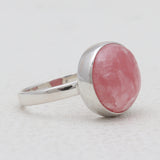 Round Shaped Rhodochrosite Silver Rings