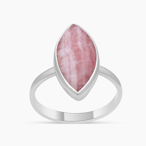 Marquise Cut Rhodochrosite Silver Rings