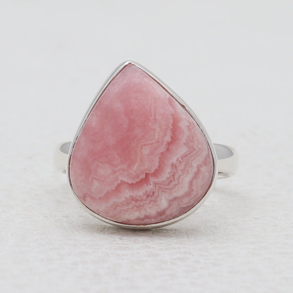 Rhodochrosite Silver Plain Rings