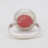 Round Shaped Rhodochrosite Silver Rings