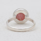 Round Shaped Rhodochrosite Silver Rings