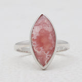 Marquise Cut Rhodochrosite Silver Rings