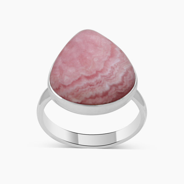 Rhodochrosite Silver Plain Rings
