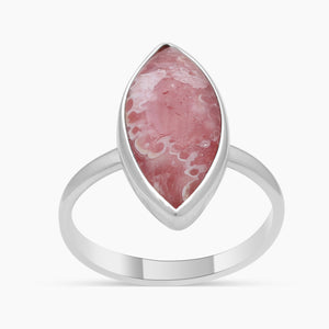 Marquise Cut Rhodochrosite Silver Rings