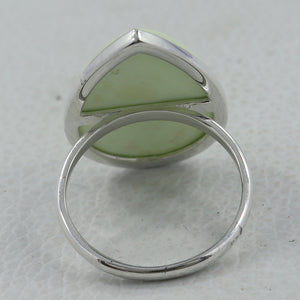 Natural Lemon Chrysoprase Silver Ring