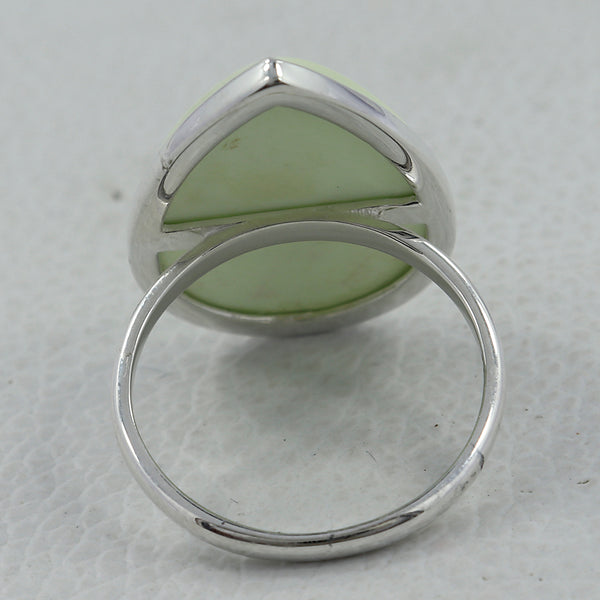 Natural Lemon Chrysoprase Silver Ring