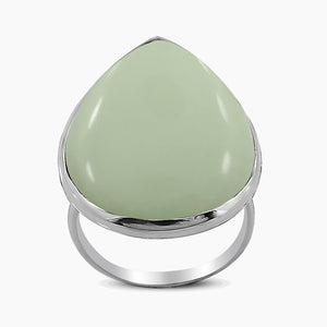 Natural Lemon Chrysoprase Silver Rings