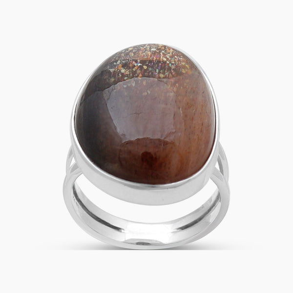 925 Sterling Silver Black Sunstone Rings