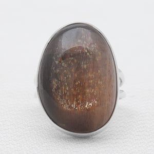 925 Sterling Silver Black Sunstone Rings