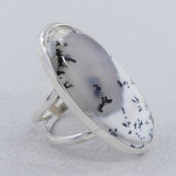 Dendritic Opal Dual Band Silver ring