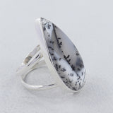 Dendritic Opal Dual Band Silver ring