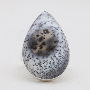 Dendritic Opal Silver Plain Rings