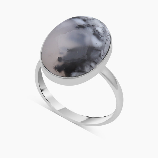 925 Silver Dendritic Opal Rings