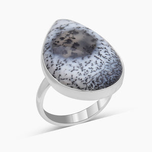 Dendritic Opal Silver Plain Rings
