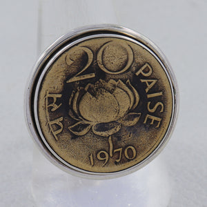 925 Sterling Silver Indian Coin Ring