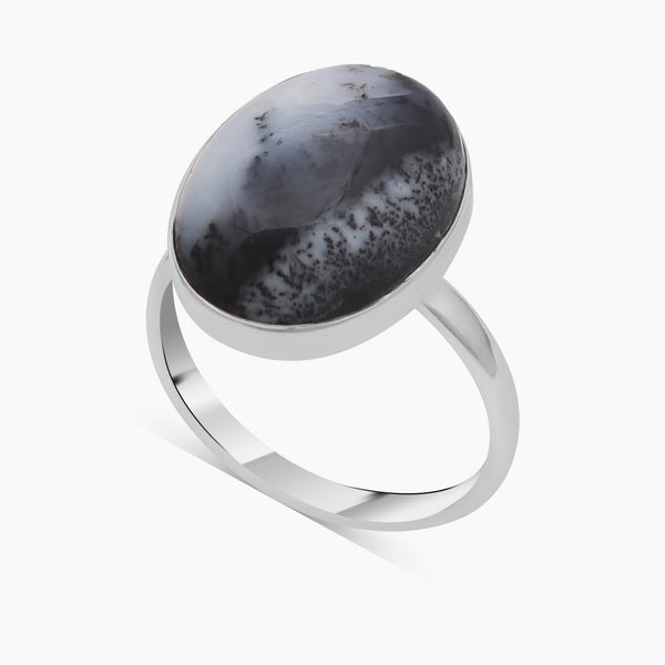 925 Sterling Silver Dendritic Opal Rings