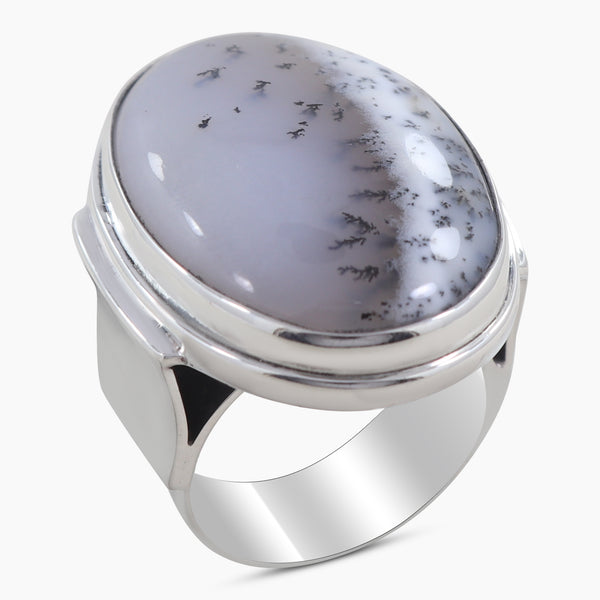 925 Silver Dendritic Opal Rings