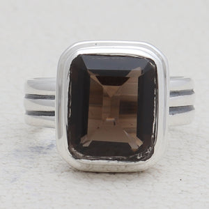 925 Sterling Silver Smokey Quartz Rings