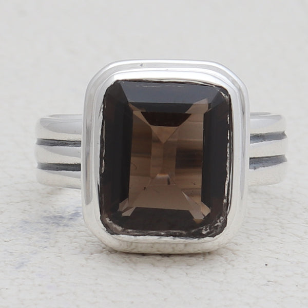 925 Sterling Silver Smokey Quartz Rings