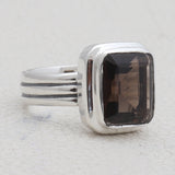 Smokey Quartz Silver Rings