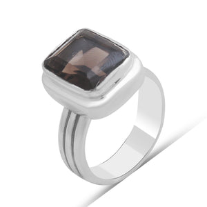 925 Sterling Silver Smokey Quartz Rings