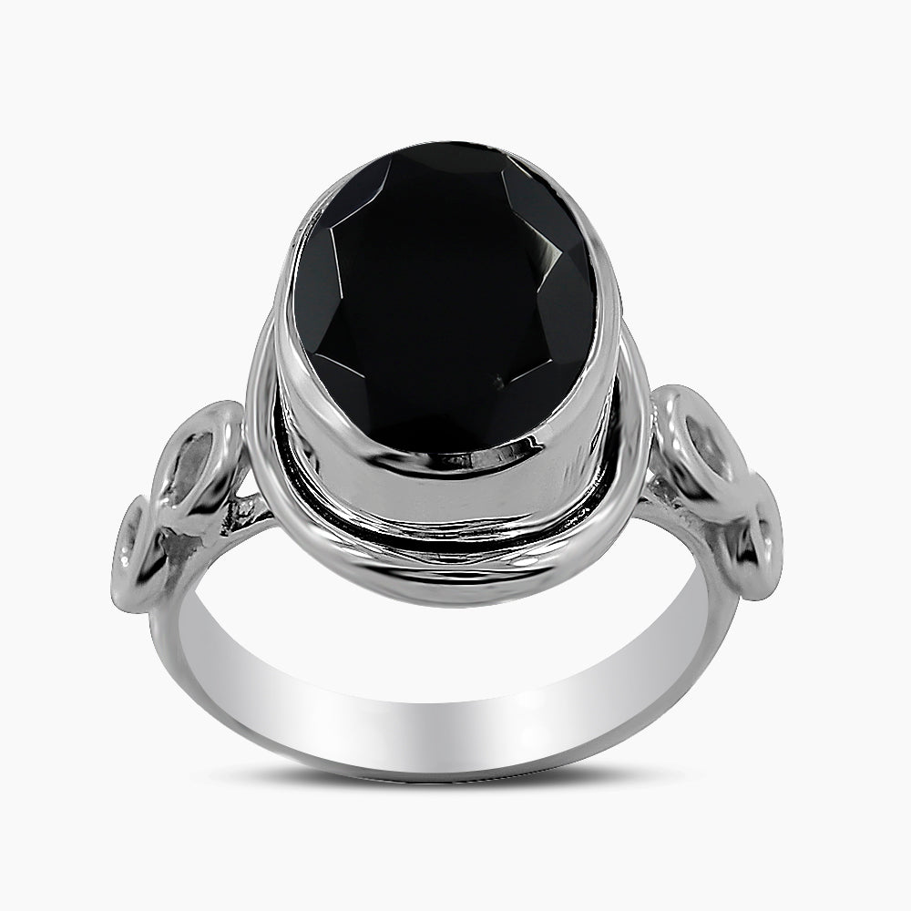 Natural Black Onyx Silver Rings