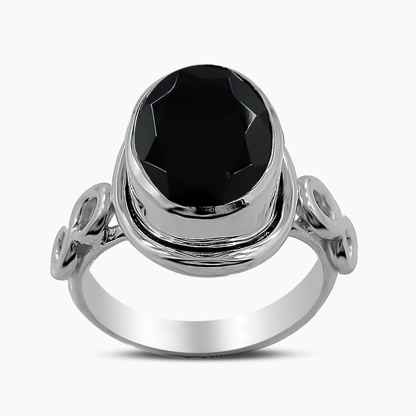 Natural Black Onyx Silver Rings