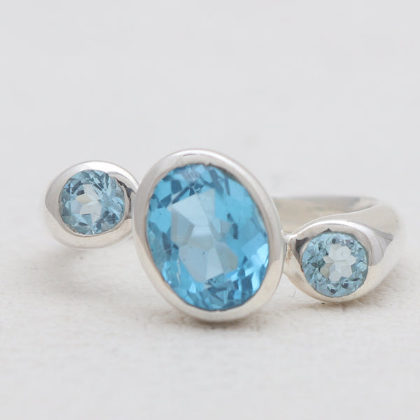 925 Sterling Silver Blue Topaz Rings