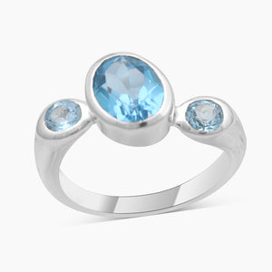 925 Sterling Silver Blue Topaz Rings