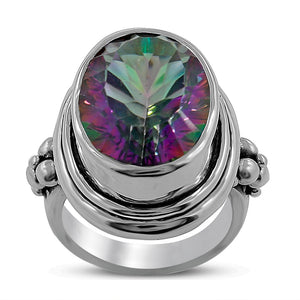 Mystic Quartz Gemstone Silver Ring