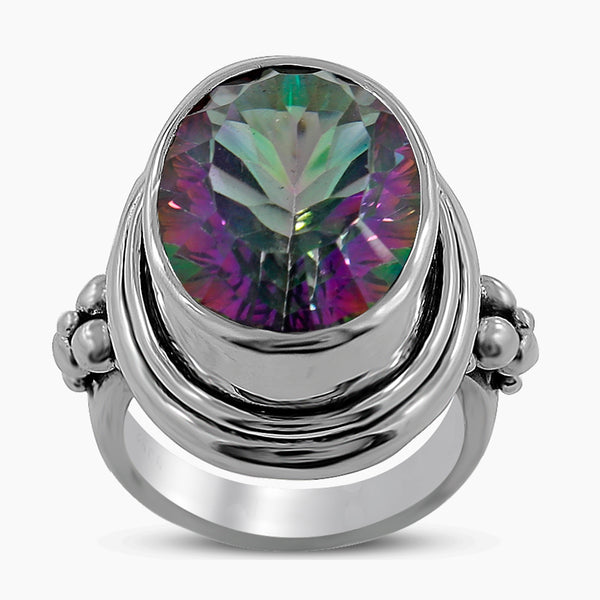 Mystic Quartz Gemstone Silver Rings